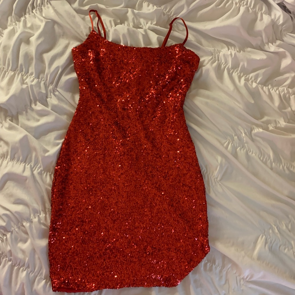 Sequin Red Mini Dress
